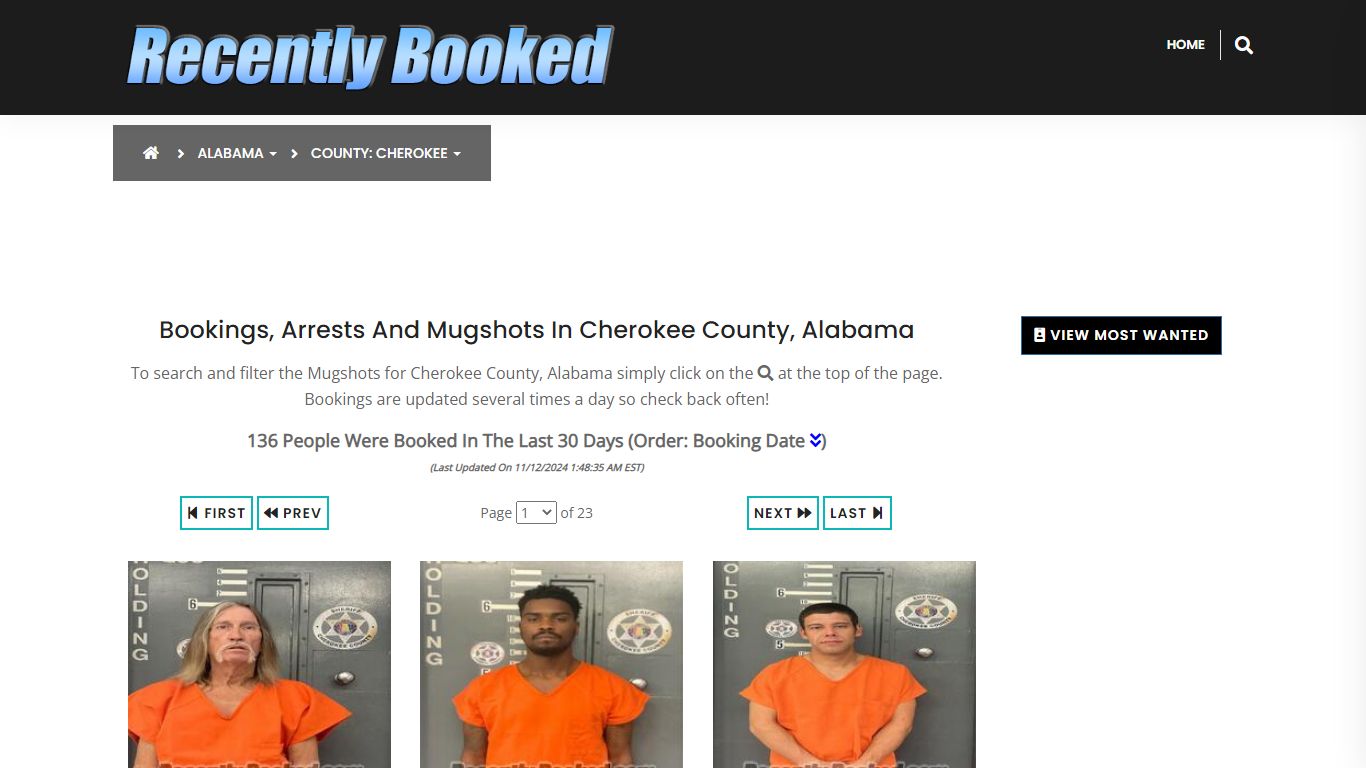 Bookings, Arrests and Mugshots in Cherokee County, Alabama